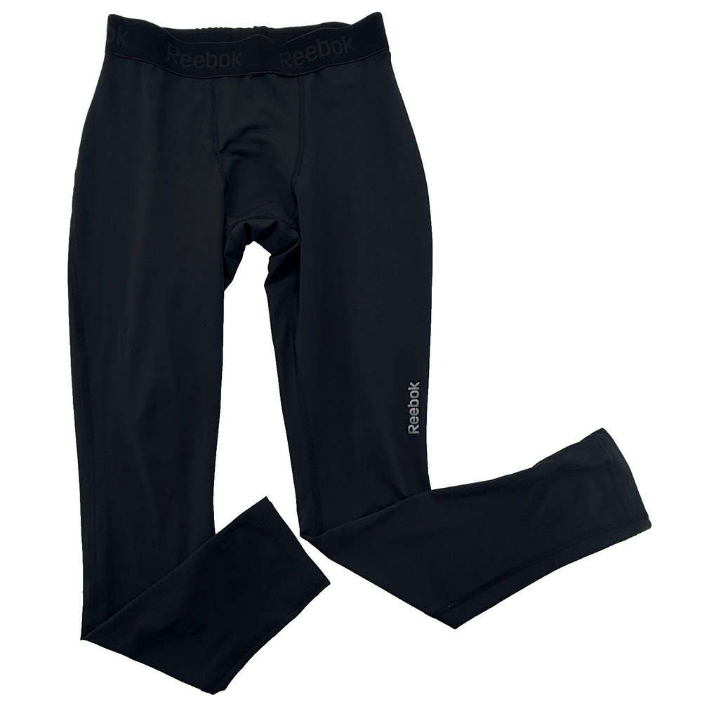 Reebok PlayDry Mens Medium Compression Pants Black Athletic Base Layer Leggings